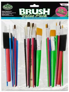   Gazdaságos ecsetkészlet - Természetes és szintetikus ecsetek - 25 db-os gazdaságos ecsetkészlet