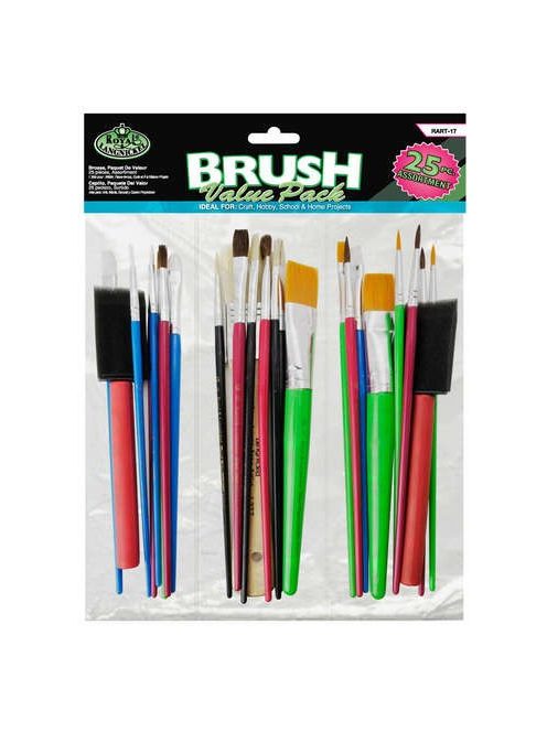 Gazdaságos ecsetkészlet - Természetes és szintetikus ecsetek - 25 db-os gazdaságos ecsetkészlet