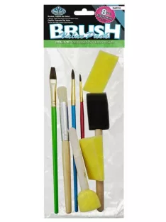   Iskolai ecsetkészlet - Természetes szőrű ecsetek és szivacsecsetek - 7 db-os gazdaságos ecsetkészlet