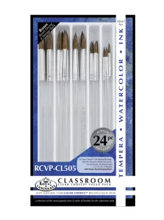 Iskolai Ecsetkészlet - Természetes szőrű kerek iskolai ecsetek, színkódolt műanyag nyéllel - 6 db-os