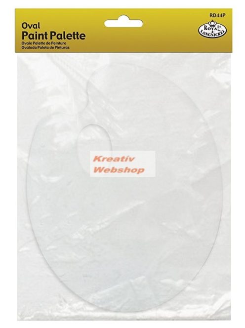 Paletta - fehér lapos ovális paletta, csomagolással - 17x23cm