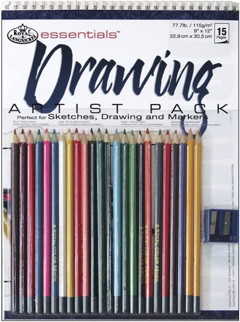 Rajzkészlet színes ceruzákkal - 23x30,5cm - 26 részes készlet