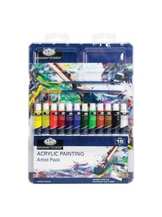   Tubusos akril készlet ecsetekkel és akriltömbbel - 9x12 ml