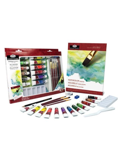 Akvarell festőkészlet ecsetekkel, akvarelltömbbel, színkeverő palettával - Royal Essential 12 x 12 m