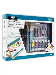   Művészkészlet, közepes, asztali festőállvánnyal, vegyes - Royal Mixed Media 40 részes szett