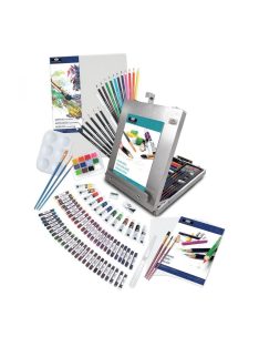 Óriás művészkészlet, nagy asztali álló festőállvánnyal, vegyes - Royal Mixed Media 45 részes szett