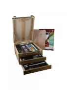 Óriás akril, olaj és akvarell művészkészlet, dobozos asztali, natúr - Royal Mixed Media 104