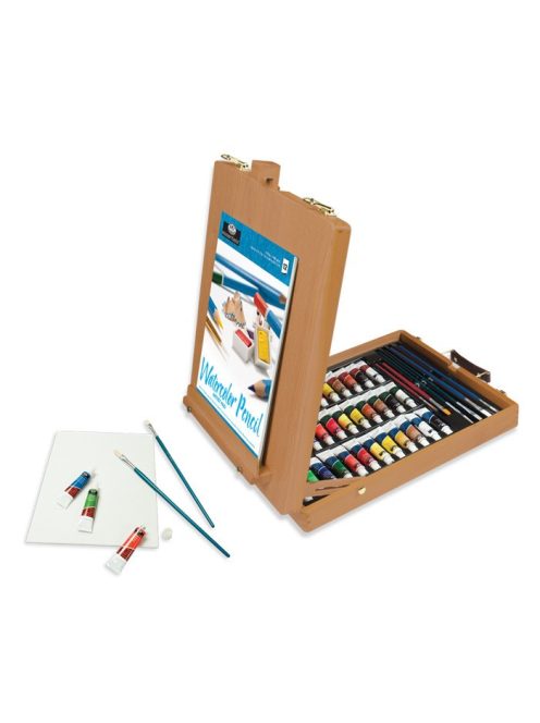 Óriás akril, olaj és akvarell művészkészlet, dobozos asztali festőállvánnyal - Royal Mixed Media 48