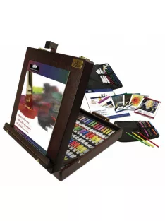 Óriás akril, olaj és akvarell művészkészlet, asztali festődobozzal - Royal Mixed Media 102 részes sz