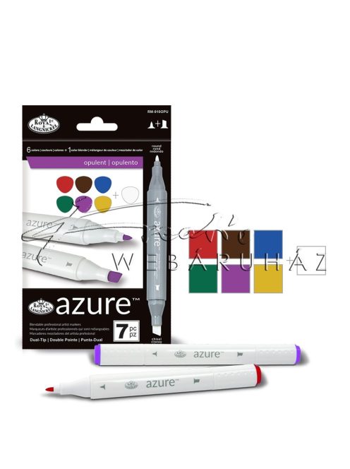Filctoll készlet, AZURE Premium Marker, 6+1 db-os - Élénk színek