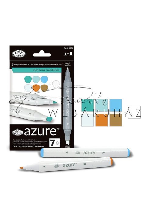 Filctoll készlet, AZURE Premium Marker, 6+1 db-os - Meditrina színek
