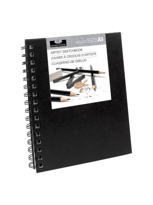 Vázlatköyv - Fekete spirálkötéses vázlatkönyv - Royal SketchBook A5