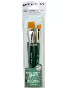 Kreatív hobby - Ecsetkészlet - Gold taklon, lapos, vágott és kerek - 4 darabos