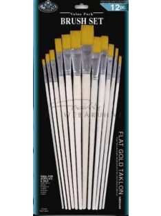 Kreatív hobby - Szintetikus ecset készlet, 12 db-os, lapos - Gold Taklon