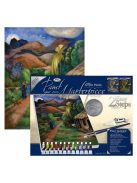 Kifestő, 2 db, vászonra, felnőtteknek - 28x36 cm - Cézanne: Kék váza és Coulter: Hegyi út