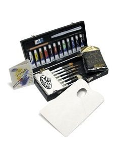   Akrilfestő ecsetkészlet táskában, 32 részes szett - elegáns fadobozban - Royal Acryl 32