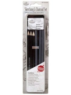 Kreatív hobby - Vázlat és szén mini készlet - fém dobozban - Royal - 12db