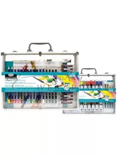 Nagy művészkészlet elegáns kétoldalas alumínium táskában - Royal - 63 részes készlet, kb. 37x29x6 cm