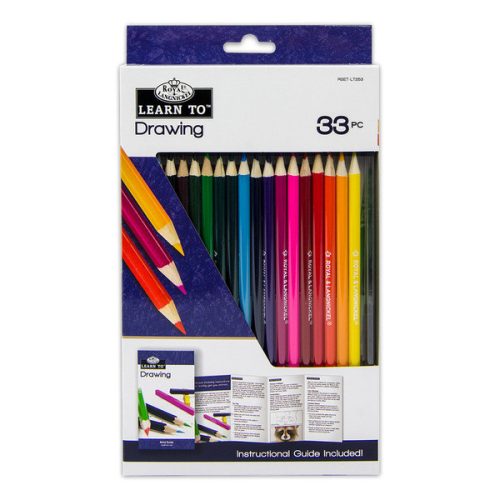 Művészeti oktató készlet - Rajzolás színesceruzával - 33 részes szett