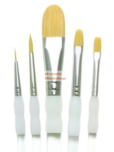 Gold taklon ecsetek, alapkészlet - Soft Grip - 5db