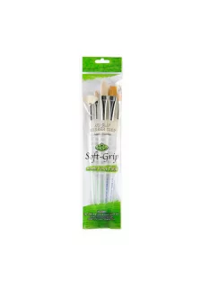   Ecsetkészlet, Soft Grip hosszú nyelű ecsetek Gold Taklon és természetes szőrű ecsetek