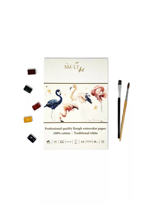 Akvarelltömb - SMLTArt Professional Watercolor 300gr, 100% pamut, érdes felületű - 10 lapos művésztömb A3-as méretű