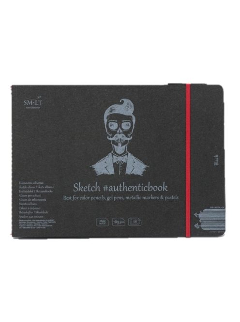Pasztelltömb - SMLT Sketch authenticbook Fekete, 165gr, 18 lapos, 17,6x24,5cm