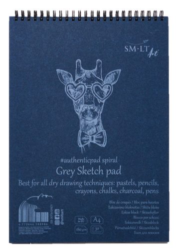Vázlattömb - SMLT Grey Sketch authenticpad, spirálos, mikroperforált - szürke, 180gr, 20 lapos A5
