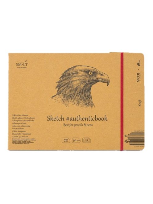 Vázlattömb - SMLT Sketch authenticbook Natúr barna, 90gr, 24 lapos, 17,6x24,5cm