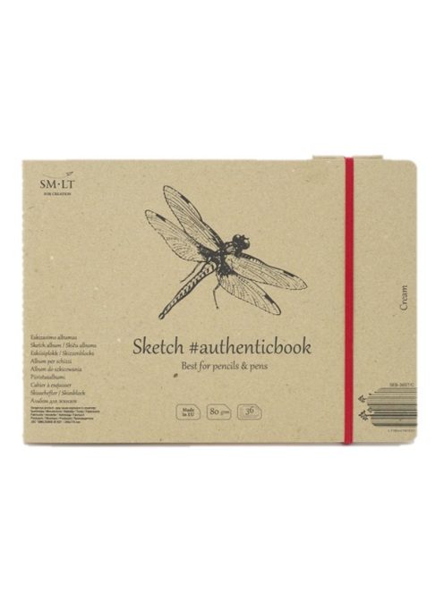 Vázlattömb - SMLT Sketch authenticbook - Krémszínű, 80gr, 36 lapos, 17,6x24,5cm