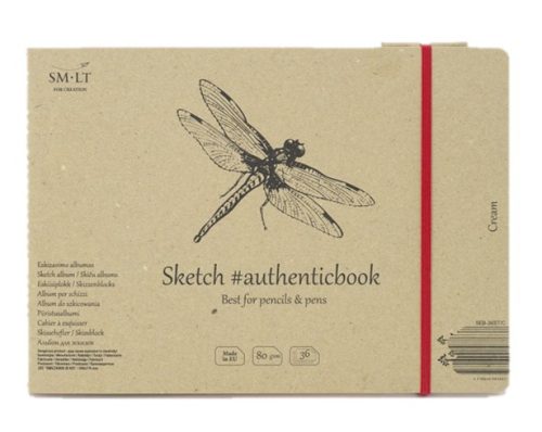 Vázlattömb - SMLT Sketch authenticbook - Krémszínű, 80gr, 36 lapos, 17,6x24,5cm