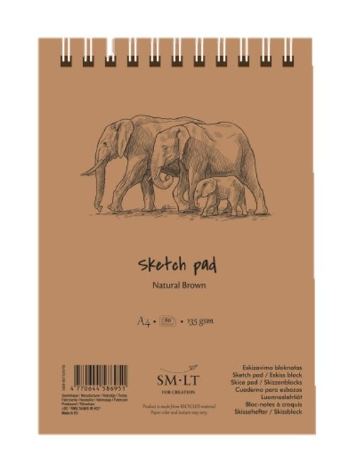 Vázlattömb - SMLT Sketch Pad - Natúr barna, 135 gr, 80 lapos A5