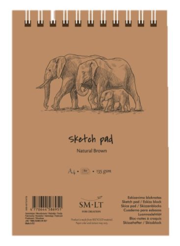 Vázlattömb - SMLT Sketch Pad - Natúr barna, 135 gr, 80 lapos A4