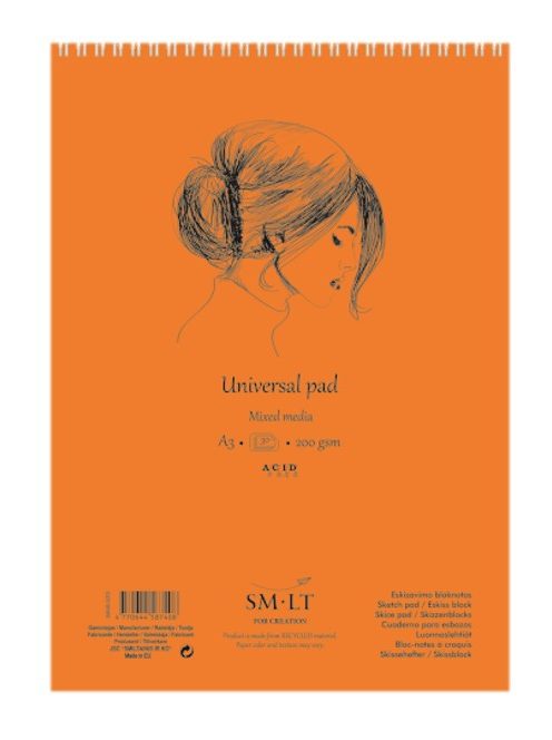 Vázlat- és festőtömb - SMLT Drawing spirálos, mikroperforált - Mixed Media, 200gr, 40 lapos A4
