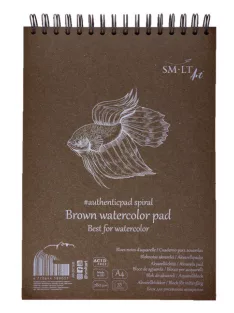   Vázlattömb - SMLT Black watercolor authenticpad, spirálos, mikroperforált - fekete, 300gr, 20 lapos A4