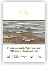 Akvarelltömb - SMLT Art Professional Watercolor 300gr, 10 lapos művésztömb A4-es méretű