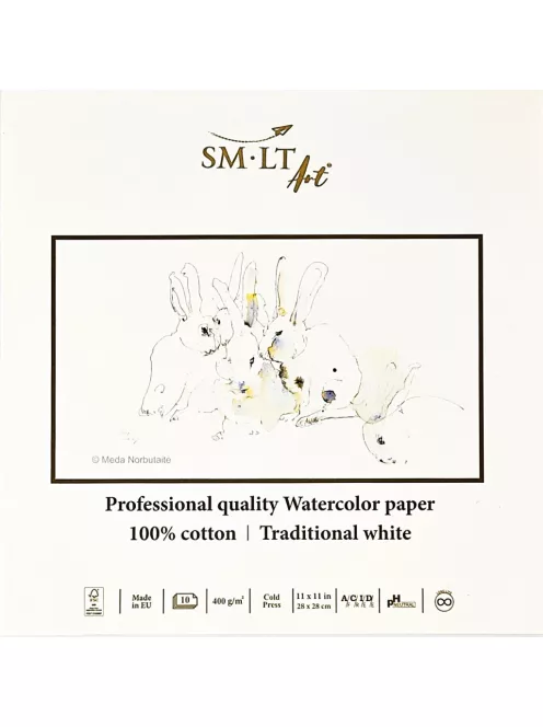 Akvarelltömb - SMLT Art Professional Watercolor 400gr, 100% pamut, 10 lapos művésztömb - 28x28cm méretű