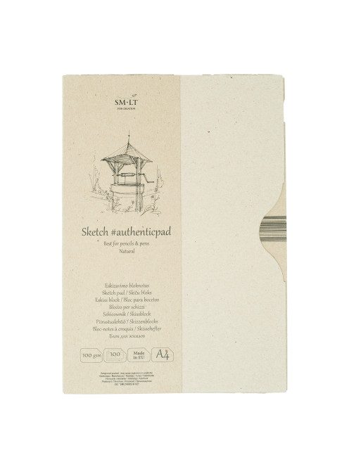 Vázlattömb - SMLT Authenticpad Natur, Kraft papírból, mappában - 100gr, 100 lapos A4 - Megszűnt