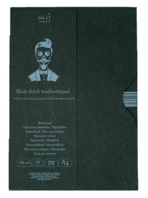 Pasztelltömb mappában - SMLT Black Sketch Pad 165gr, A4, 30 ív - Kifutó termék