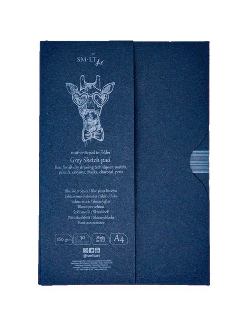 Vázlattömb - SMLT Grey Sketch authenticpad, hordozómappában - szürke, 180gr, 30 lapos A4