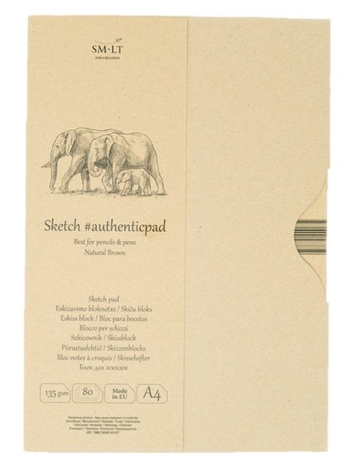 Vázlattömb - SMLT Authenticpad, Natural barna, mappában - 135gr, 80 lapos A4