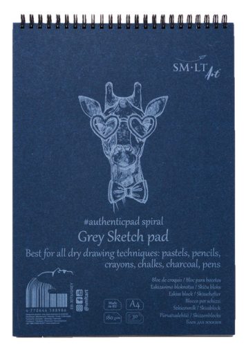 Vázlattömb - SMLT Grey Sketch authenticpad, spirálos, mikroperforált - szürke, 180gr, 30 lapos A4