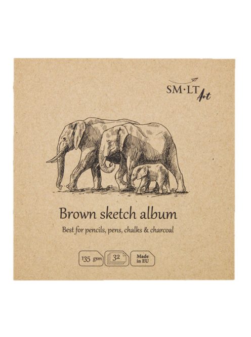 Natúr barna mini album - SMLT Brown sketch album 135gr, 32 lapos, 14x14cm