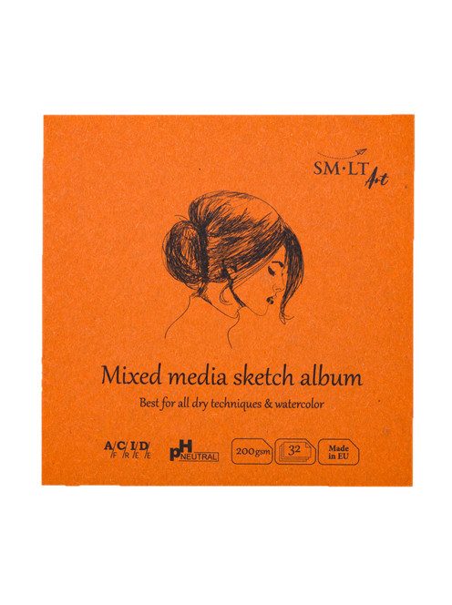 Mini album vegyes technikákhoz - SMLT Mixed media sketch album 200gr, 32 lapos, 14x14cm