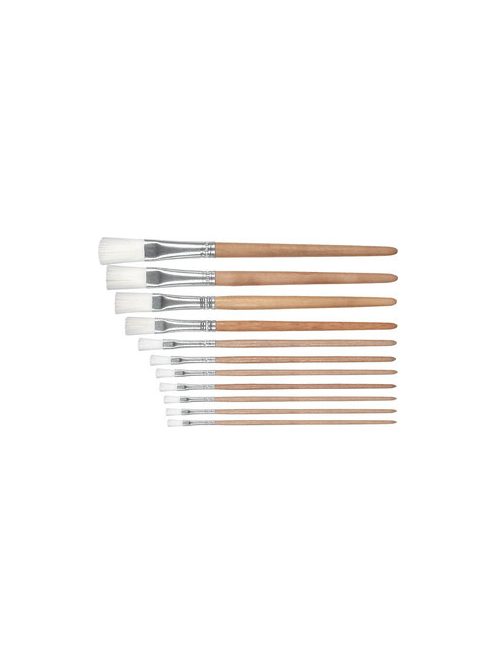 Major Brushes Nr. 10-es rövid fa nyél, fehér nylon ecsetfej