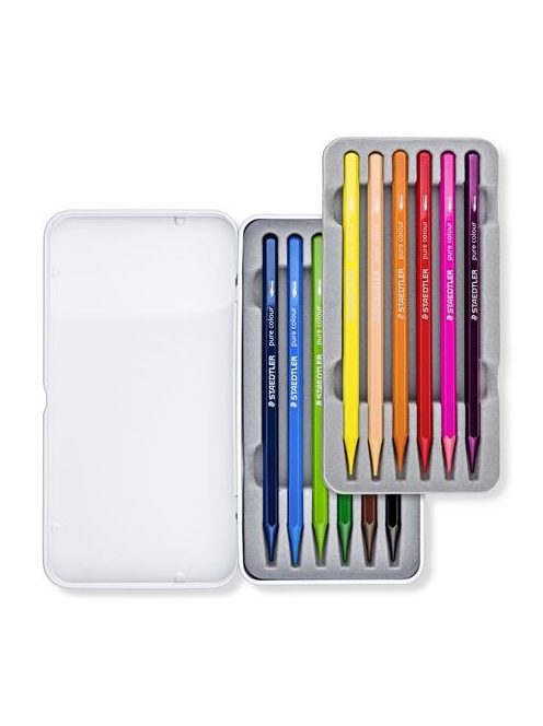 Akvarellceruza készlet fém dobozban, hatszögletű ceruzákkal - STAEDTLER - 12 színű készlet