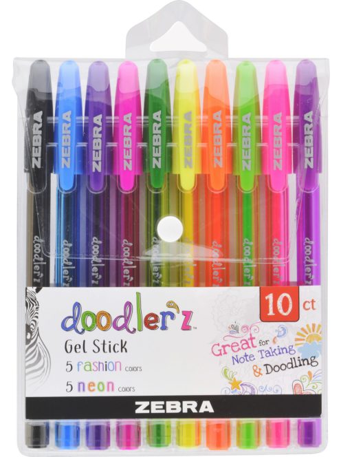 Zebra Doodler'z Zselés toll Készlet - 0,5mm Neon & Fashion Set - 10 db