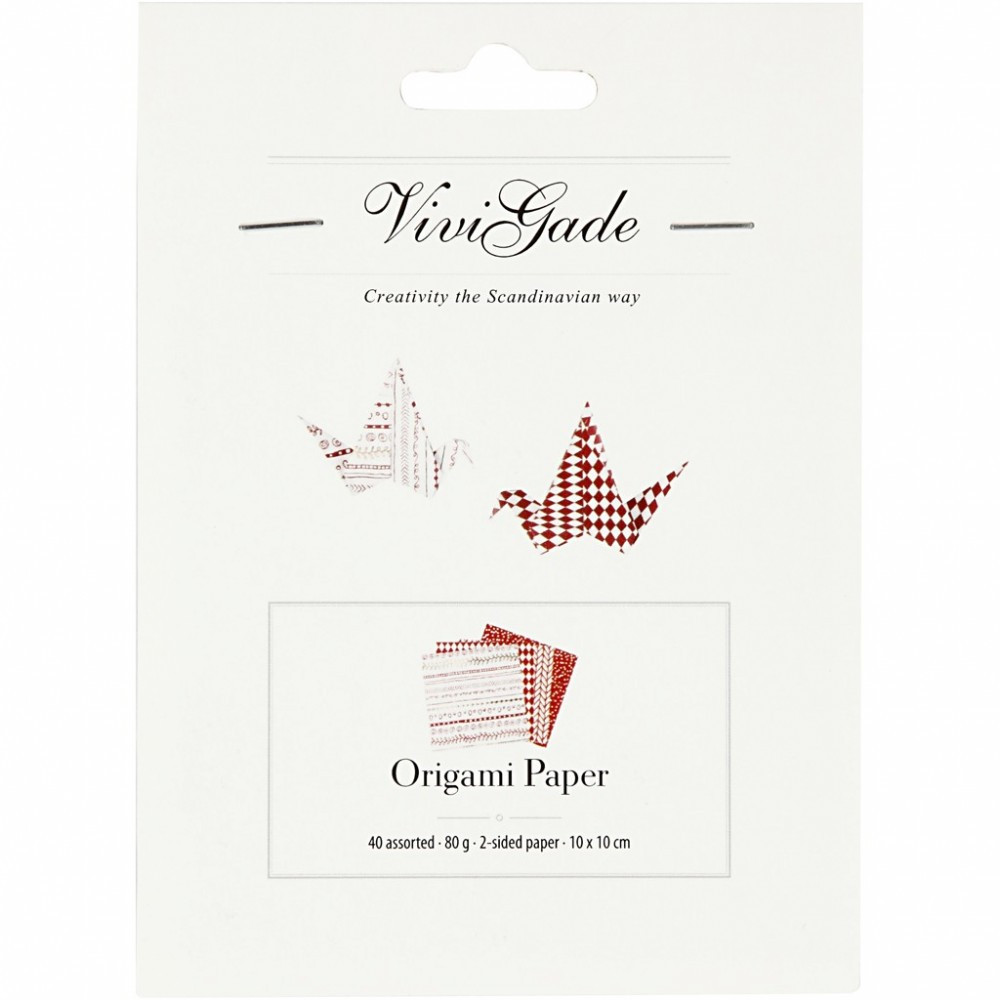 Origami papír - 4 féle piros minta - 10x10 cm